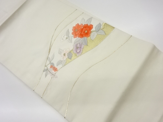 JAPANESE KIMONO / VINTAGE NAGOYA OBI / EMBROIDERY / FLOWERS
